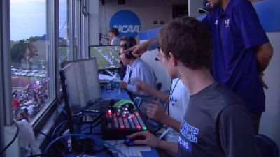 image of student in broadcasting booth